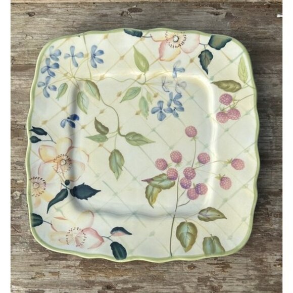 TRACY PORTER Evelyn Collection Square Dinner Or Serving Platter Floral 11 3/4" - Picture 2 of 7